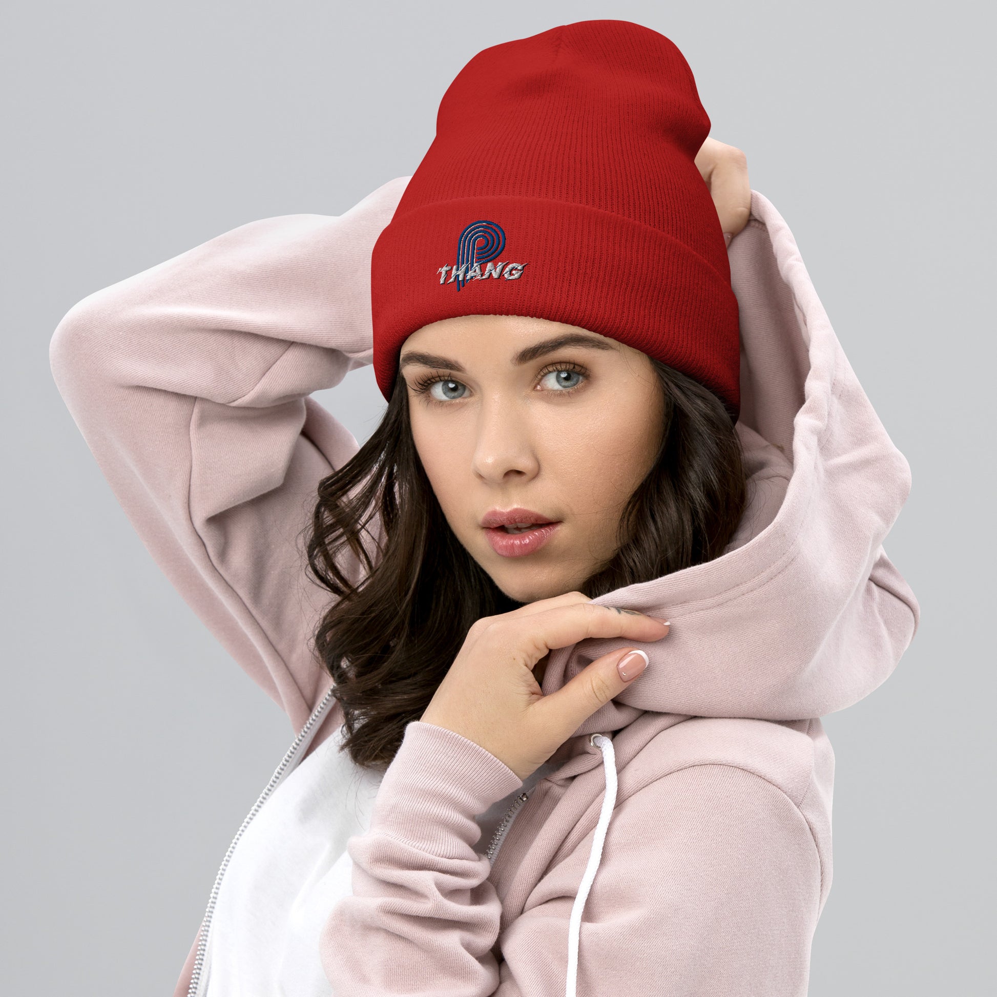 P-Thang (Royal/White) Cuffed Beanie image 4