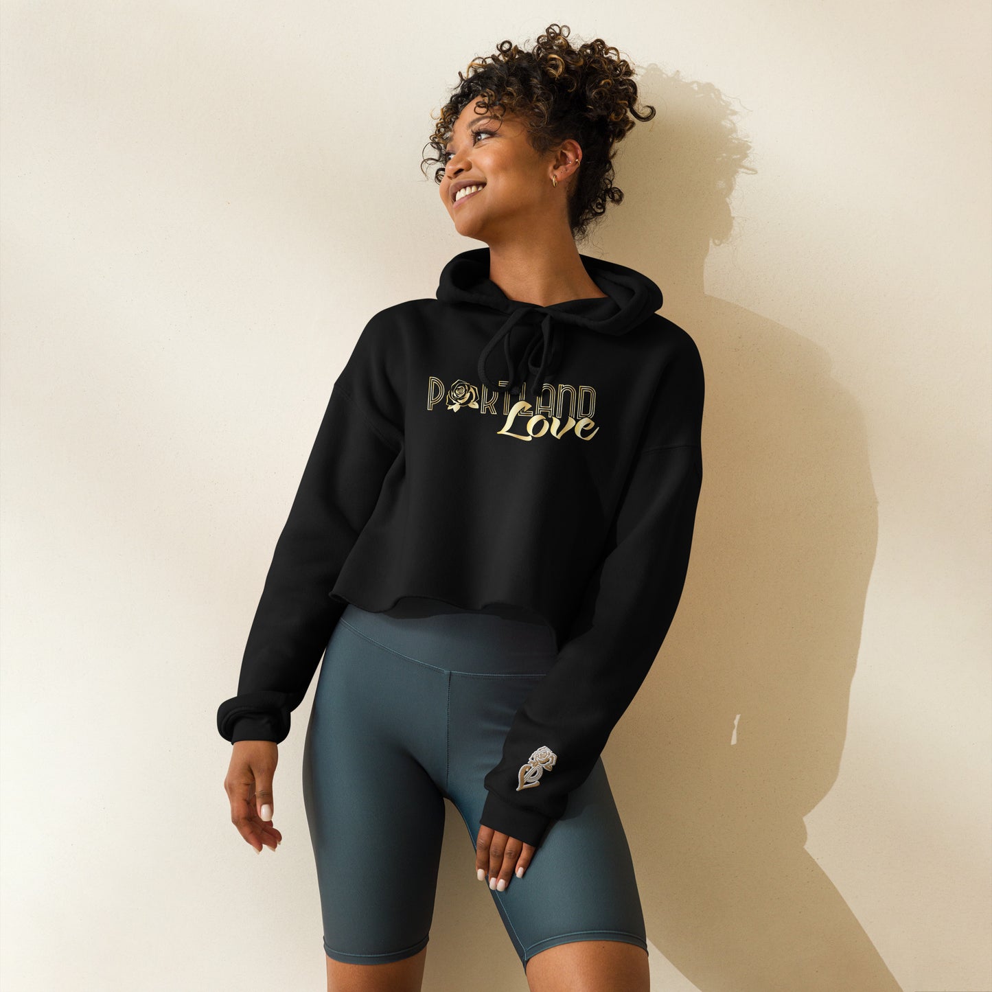 Gold Portland Love w/Dice Crop Hoodie image 1