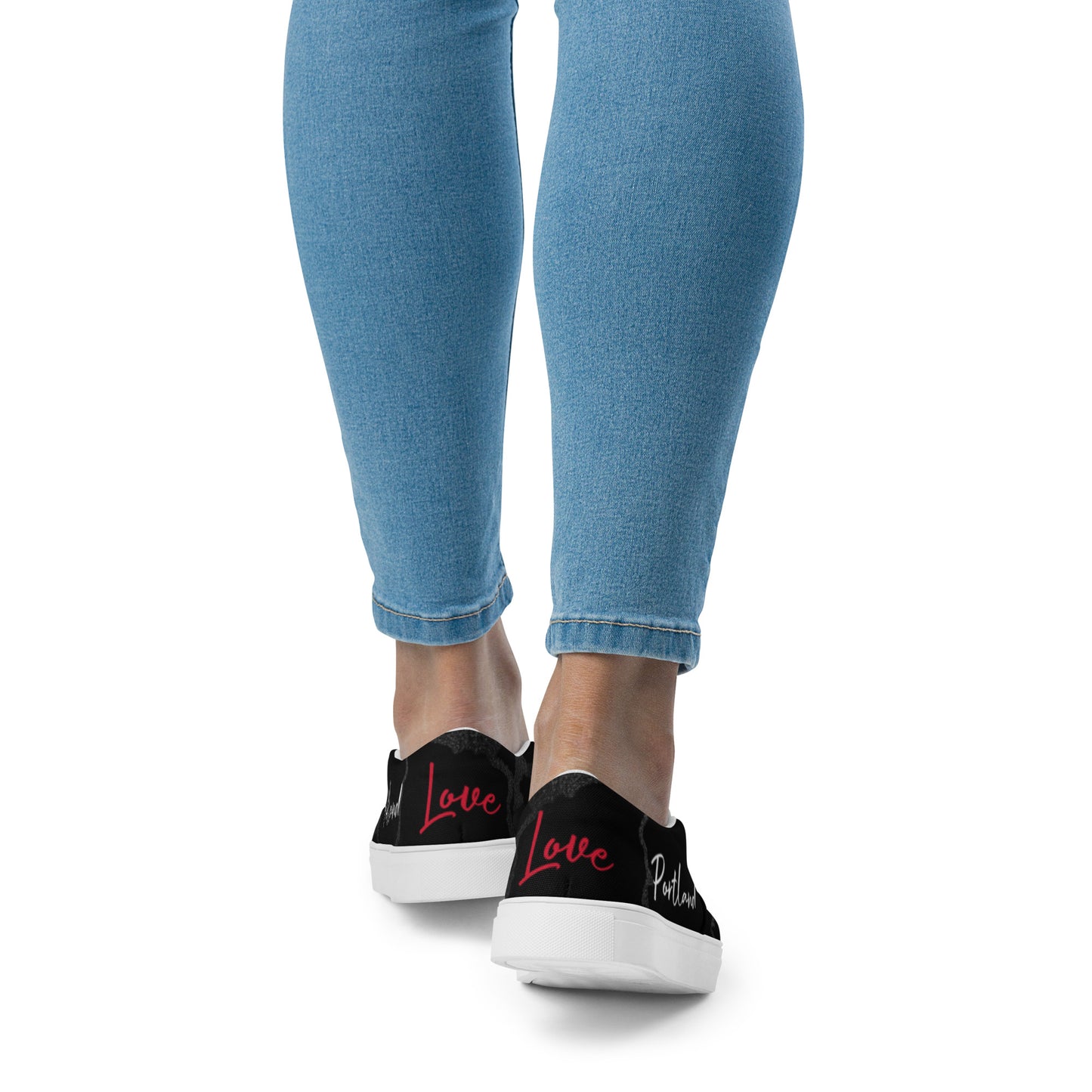 Portland Love Black Marble Women’s Slip-on Canvas shoes image 1