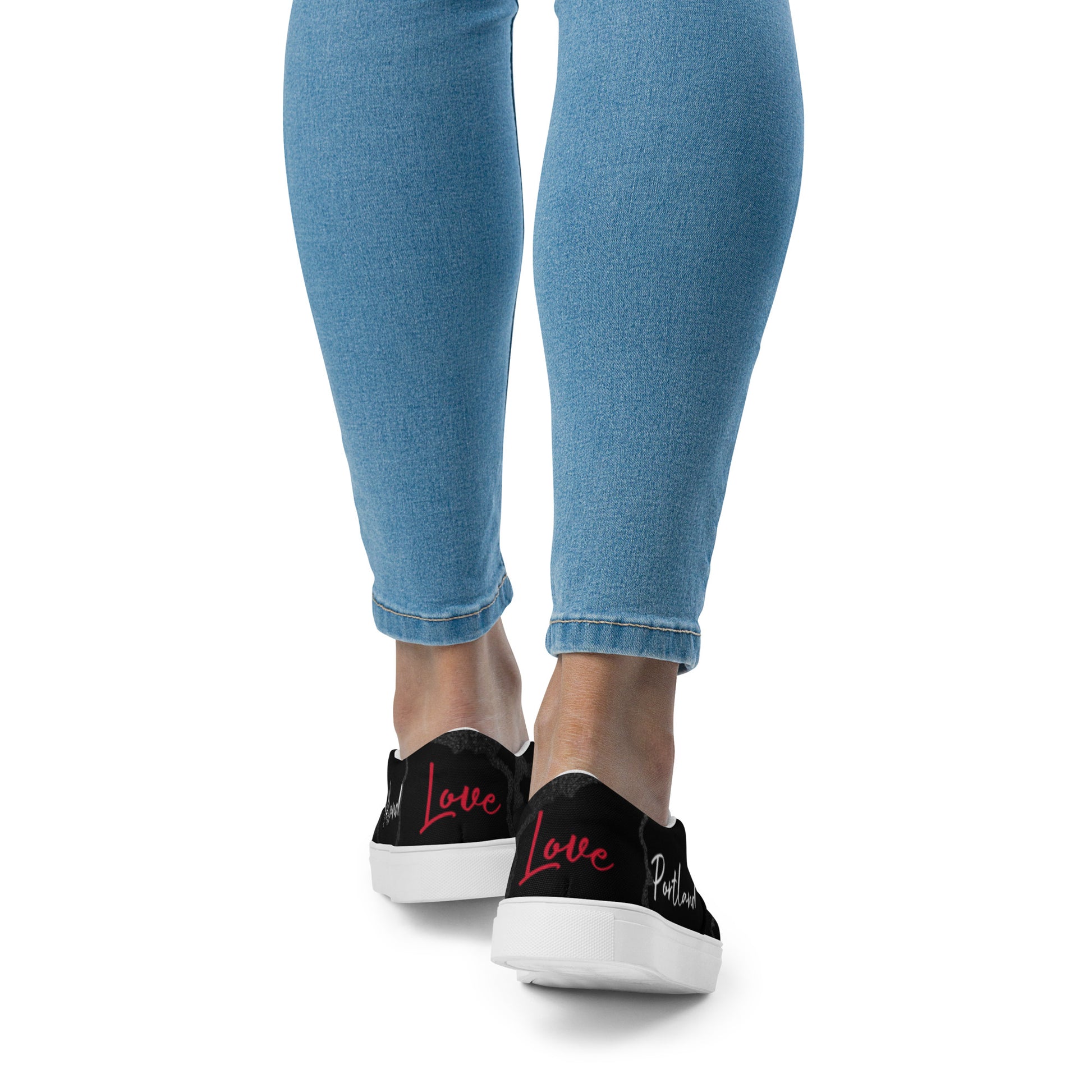 Portland Love Black Marble Women’s Slip-on Canvas shoes image 1