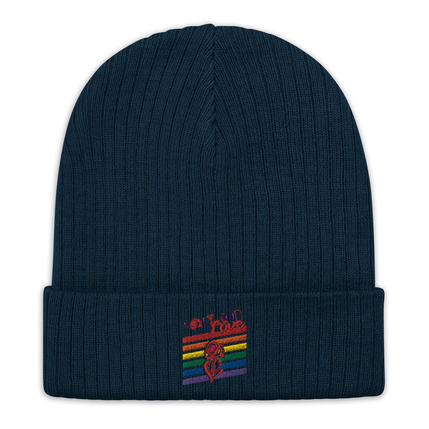 Rainbow Ribbed Knit Beanie image 1