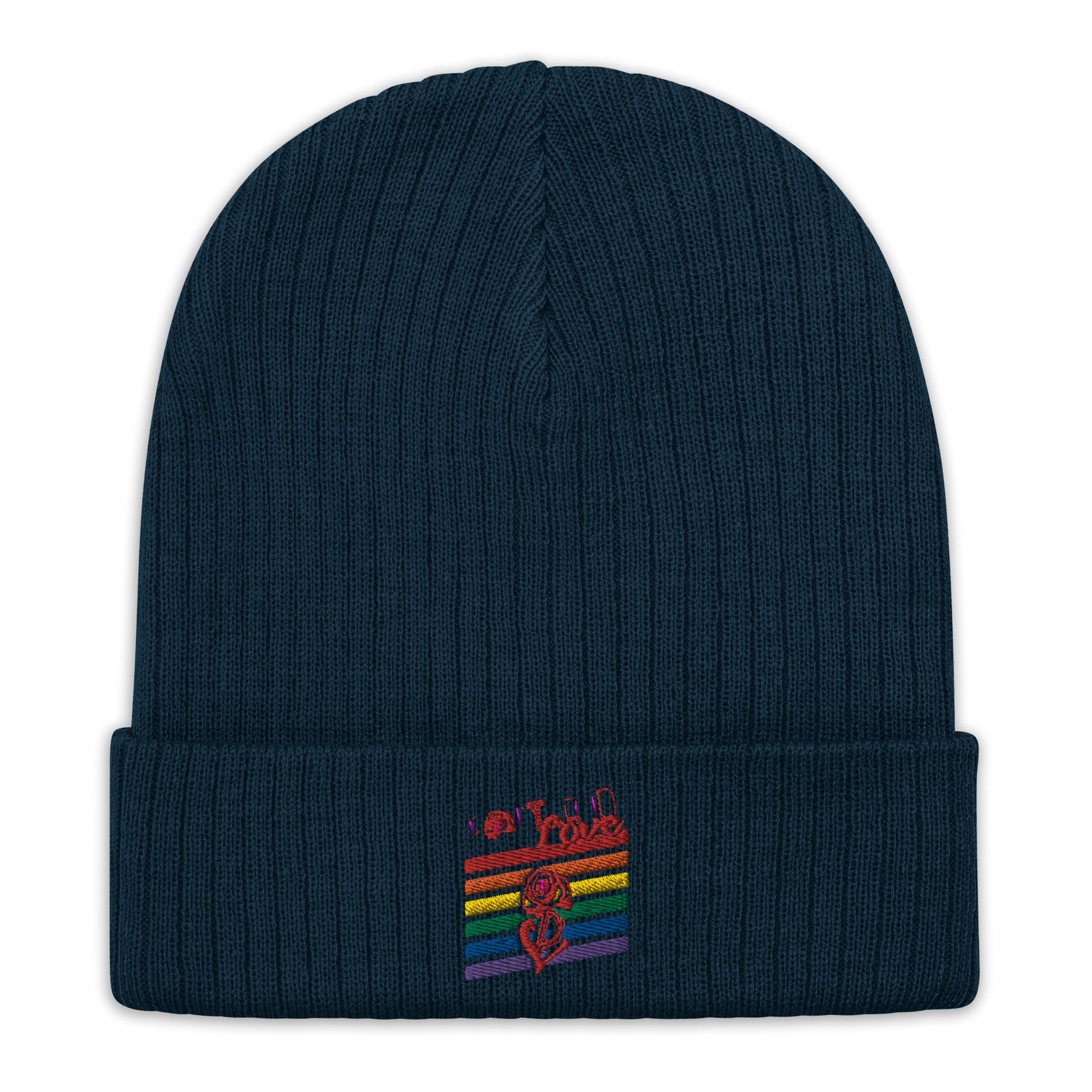 Rainbow Ribbed Knit Beanie image 1