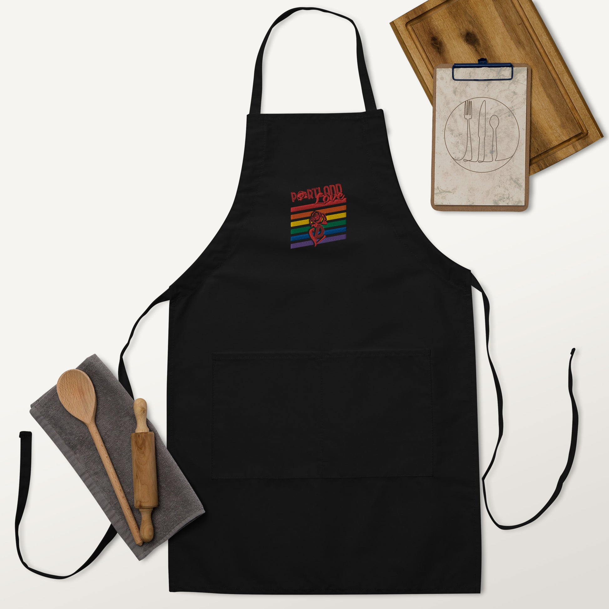 Portland Love Rainbow Embroidered Apron image 1