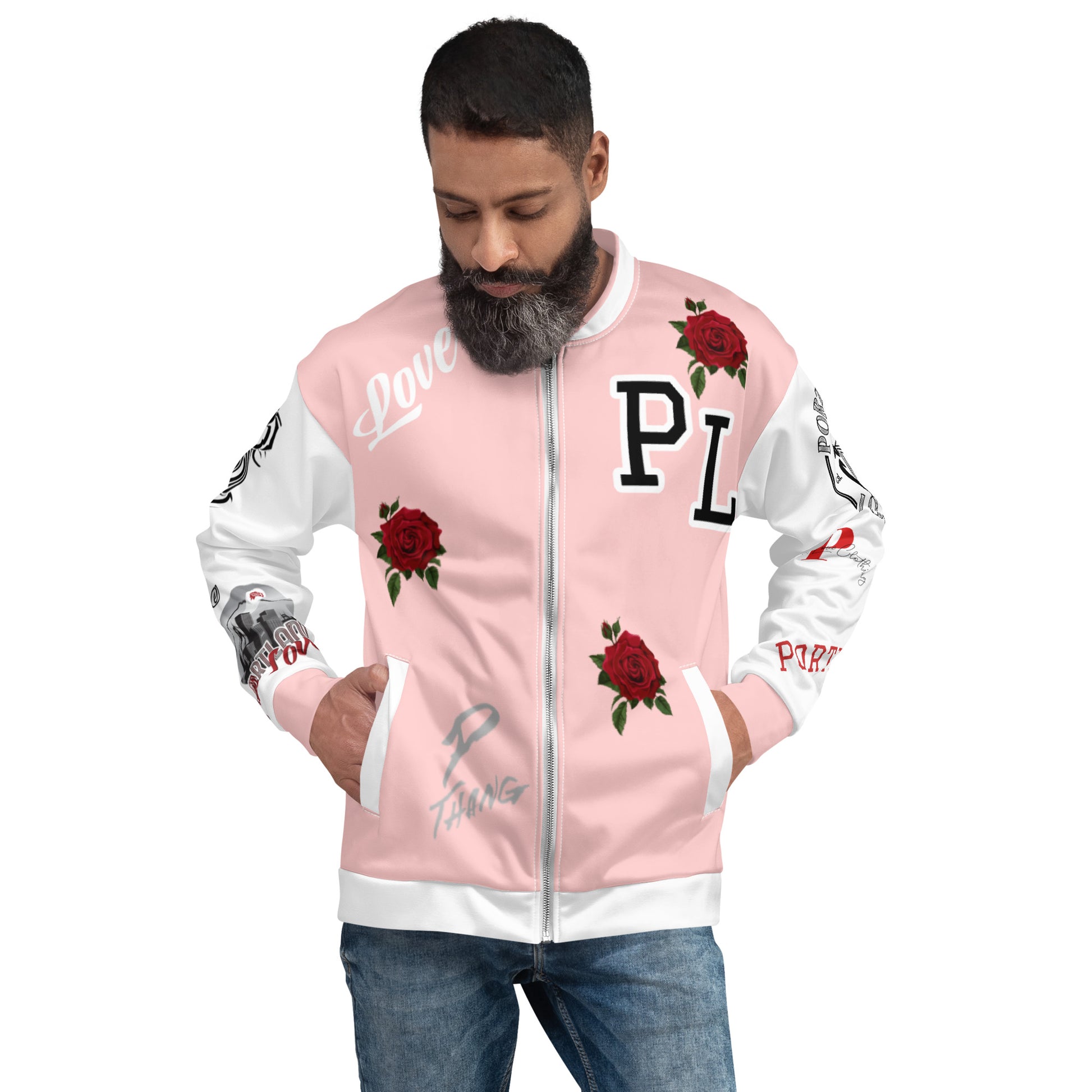 Portland Love Logo PL-Rose Bomber Jacket (Pink) image 0